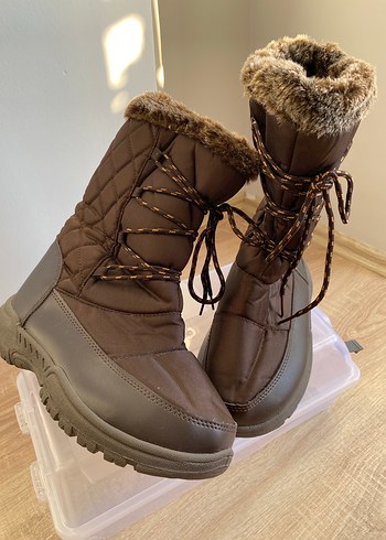 Kahverengi Kürklü Kadın Dolgu Topuk Bot - Görsel 4