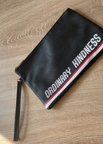 Siyah Deri Fermuarlı Kadın Clutch Çanta - Görsel 2