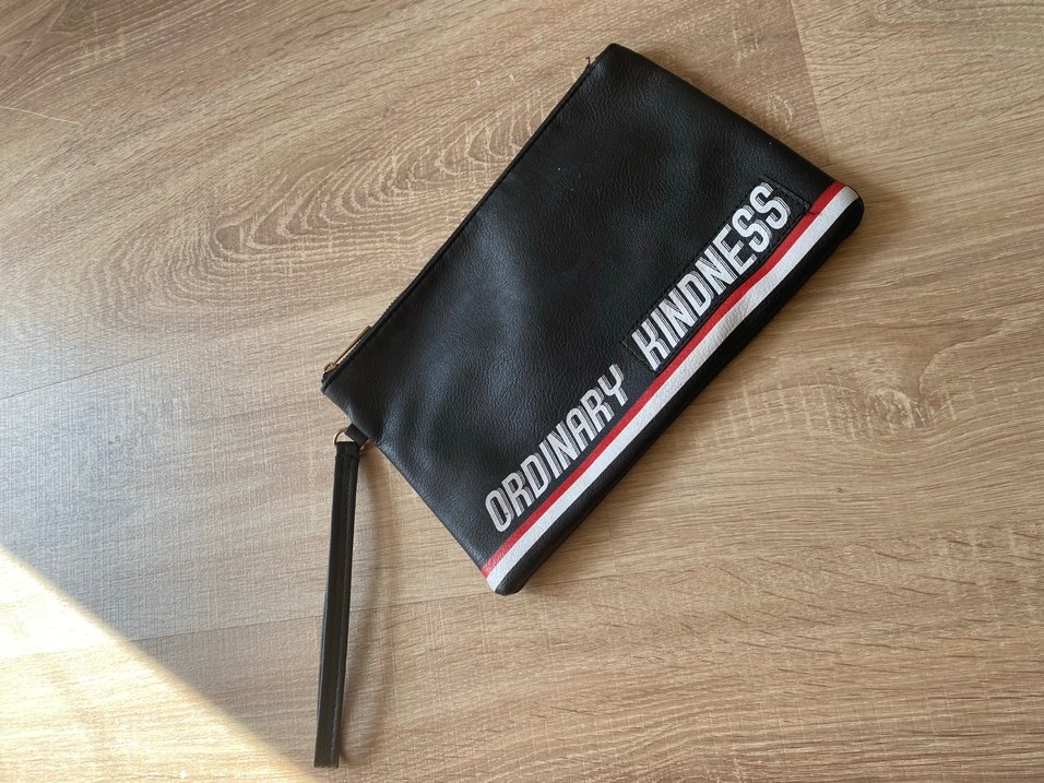 Siyah Deri Fermuarlı Kadın Clutch Çanta - Görsel 2