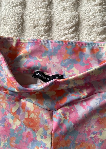 Pastel Çok Renkli Batik Biker Spor Tayt - Görsel 2