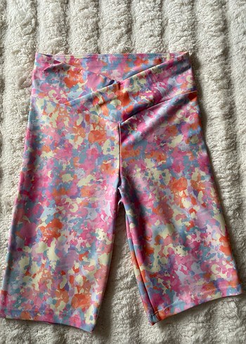 Pastel Çok Renkli Batik Biker Spor Tayt - Görsel 3