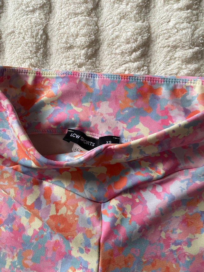 Pastel Çok Renkli Batik Biker Spor Tayt - Görsel 2