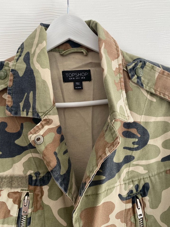 Çıtçıt Düğmeli Kamuflaj Desenli Kadın Mont - Görsel 2