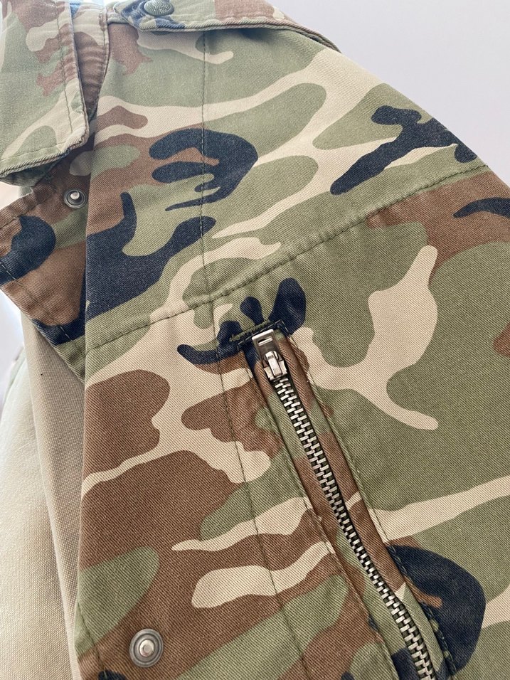 Çıtçıt Düğmeli Kamuflaj Desenli Kadın Mont - Görsel 4