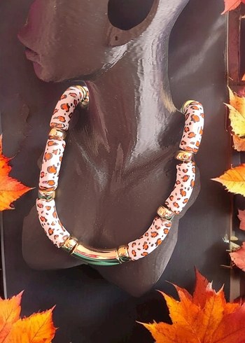 Leopar desenli Zara model kolye küpe