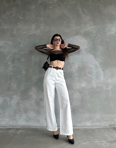Beli Kemerli Keten Pantolon