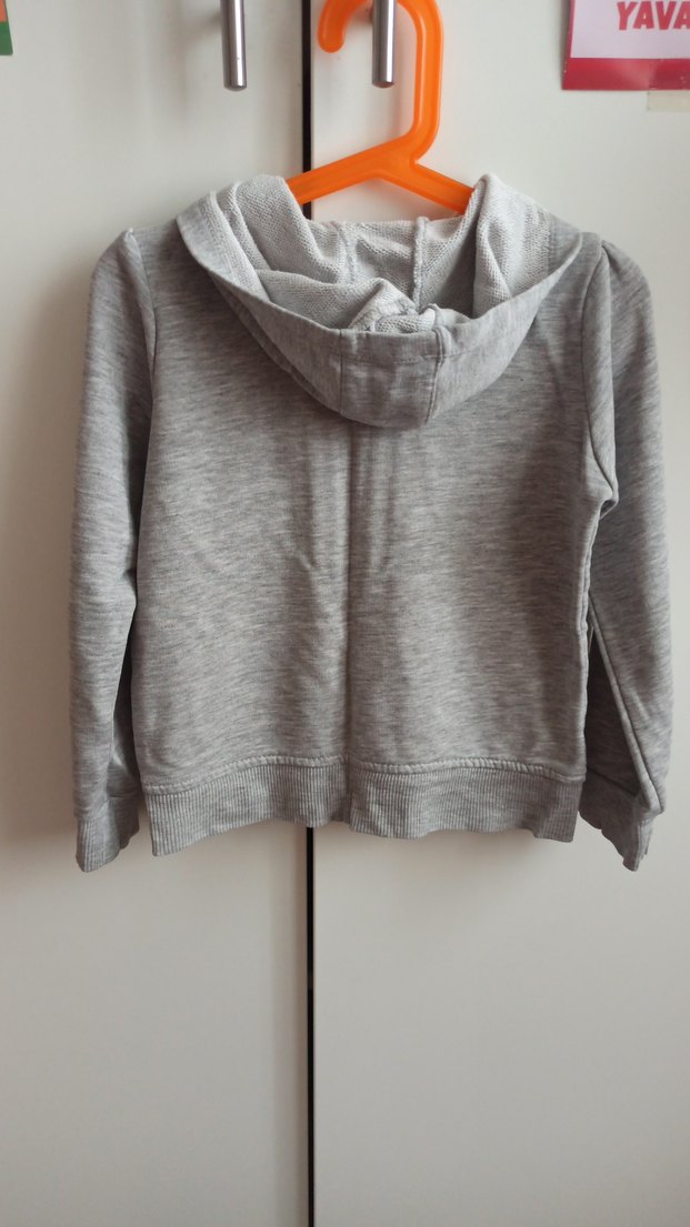 Kız Çocuk Gri Fermuarlı hırka - Görsel 4