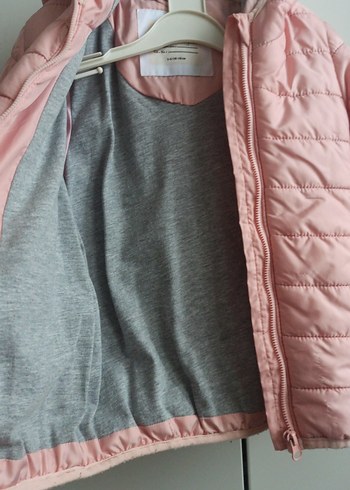 Kız Çocuk Pudra Kapüşonlu Fermuarlı Mont - Görsel 2