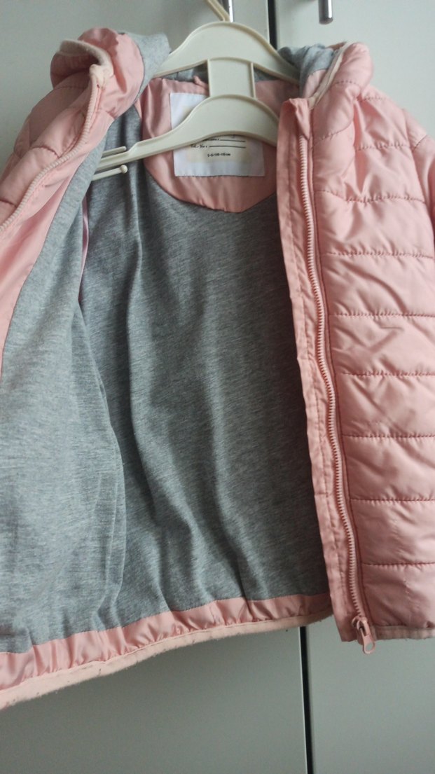 Kız Çocuk Pudra Kapüşonlu Fermuarlı Mont - Görsel 2