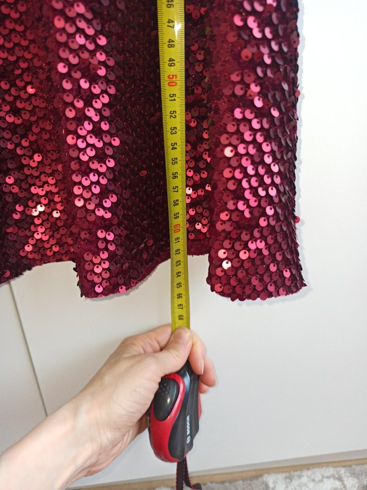 Bordo Kısa Kollu Payetli Kız Çocuk Elbise - Görsel 4