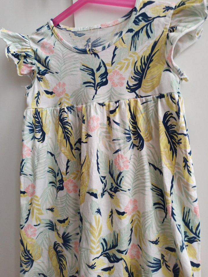 Kız Çocuk Yaprak Desenli Kısa Kollu Elbise - Görsel 2