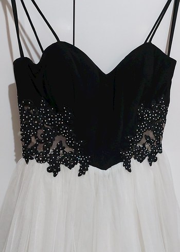 Dantelli askılı Mini Abiye Elbise - Görsel 2