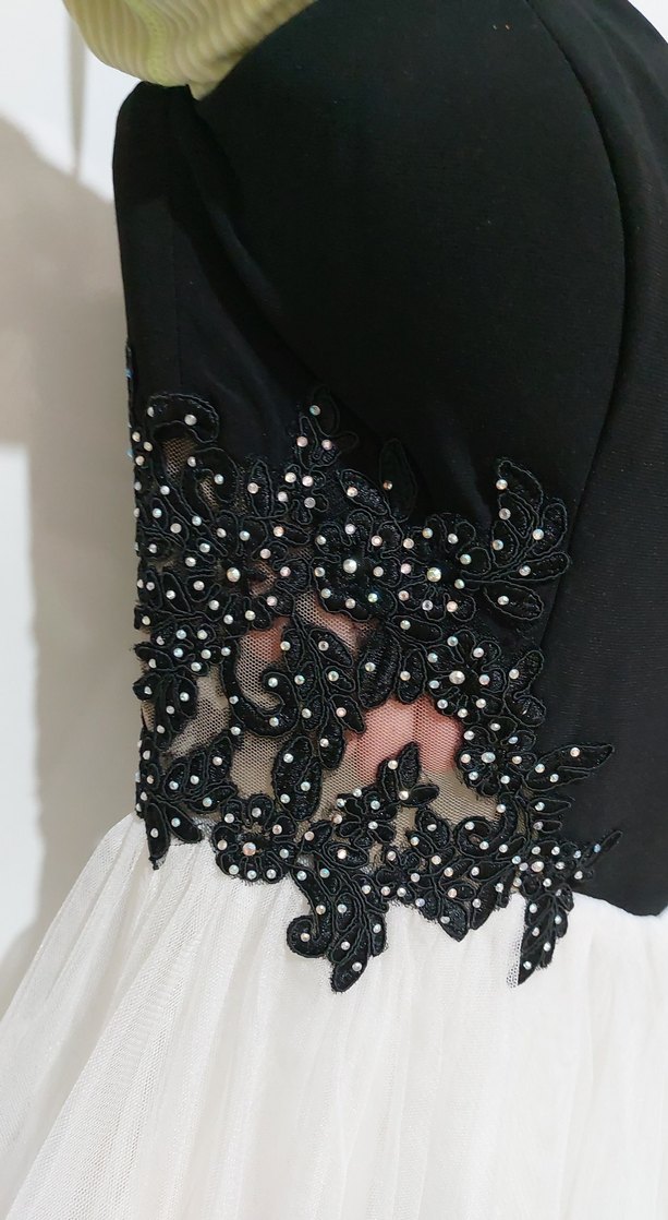 Dantelli askılı Mini Abiye Elbise - Görsel 4