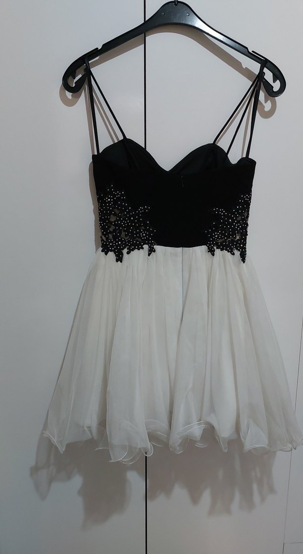 Dantelli askılı Mini Abiye Elbise - Görsel 5