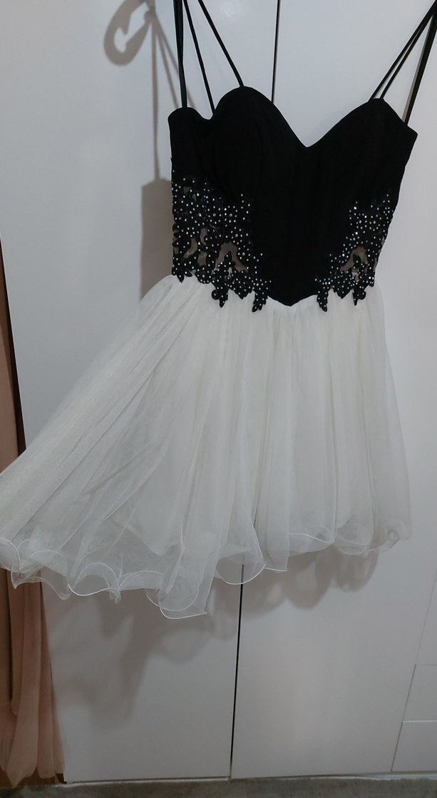 Dantelli askılı Mini Abiye Elbise - Görsel 3