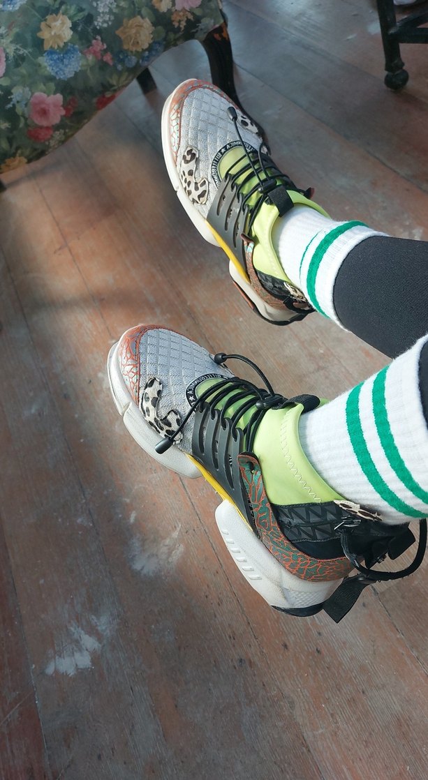 Renkli Yılan Desenli Bağcıklı Kadın Spor Ayakkabı - Görsel 2