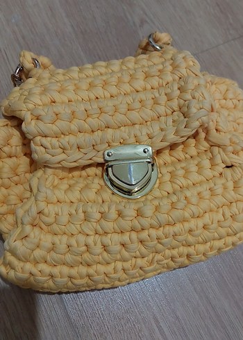 Sarı Örgü Kadın Çanta - Görsel 2