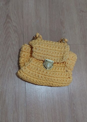 Sarı Örgü Kadın Çanta - Görsel 3