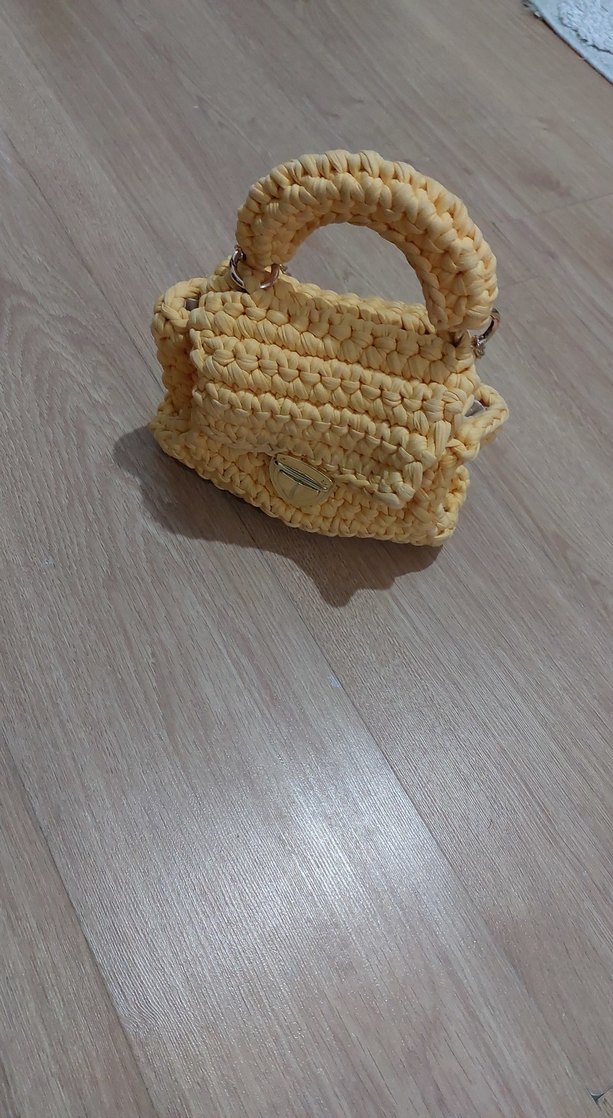 Sarı Örgü Kadın Çanta - Görsel 4
