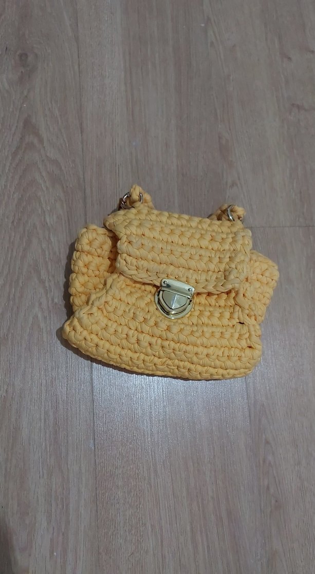 Sarı Örgü Kadın Çanta - Görsel 3