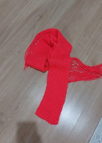 Kırmızı Örgü Kadın Şal - Görsel 5