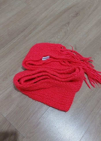 Kırmızı Örgü Kadın Şal - Görsel 4