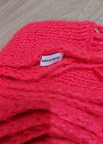 Kırmızı Örgü Kadın Şal - Görsel 3