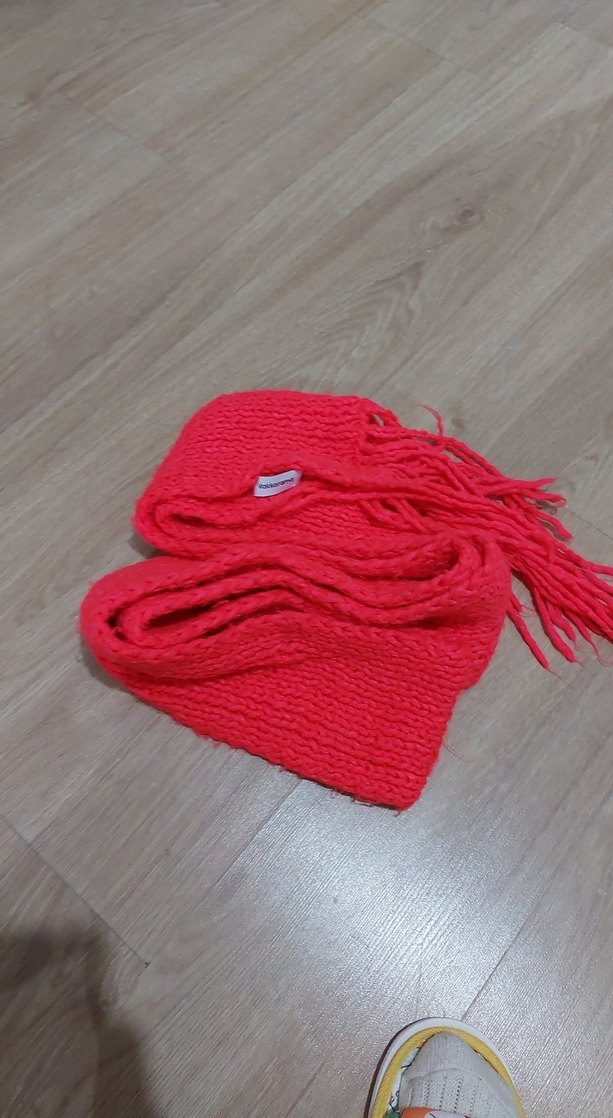 Kırmızı Örgü Kadın Şal - Görsel 4