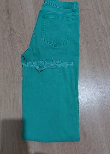 Yeşil Rahat Kesim Kadın Kot Pantolon - Görsel 6