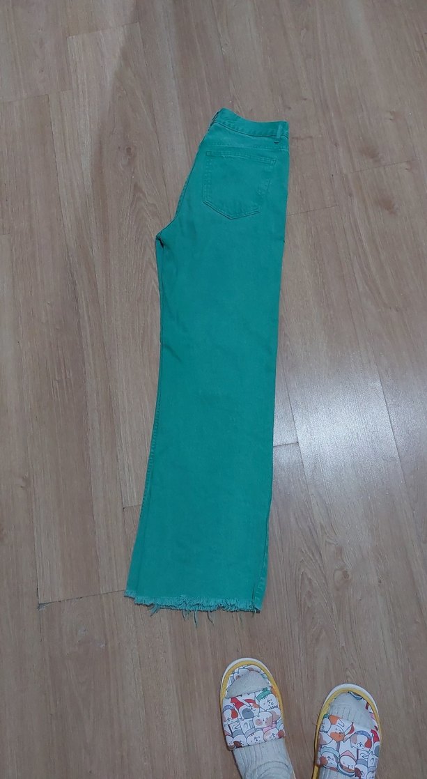 Yeşil Rahat Kesim Kadın Kot Pantolon - Görsel 4