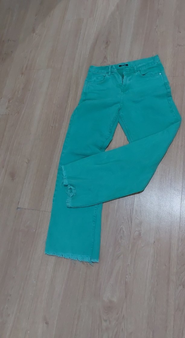 Yeşil Rahat Kesim Kadın Kot Pantolon - Görsel 2