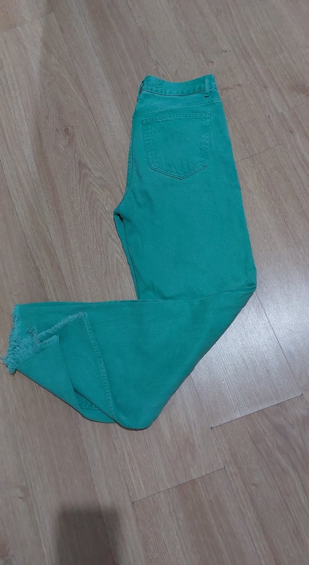 Yeşil Rahat Kesim Kadın Kot Pantolon - Görsel 5