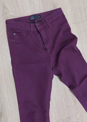 Kadın Mor Esnek Normal Boy Kot Pantolon - Görsel 4