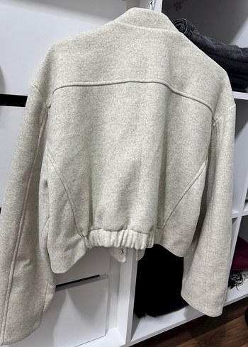 Gri Düğmeli Kadın Midi Ceket - Görsel 3