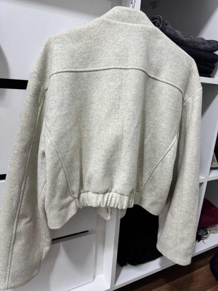 Gri Düğmeli Kadın Midi Ceket - Görsel 3