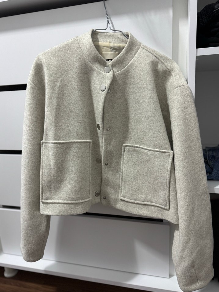 Gri Düğmeli Kadın Midi Ceket - Görsel 2