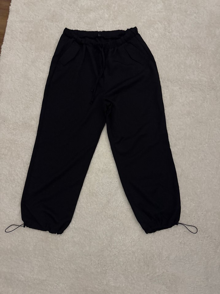 Siyah Jogger Dokuma Bağlama Detaylı - Görsel 5