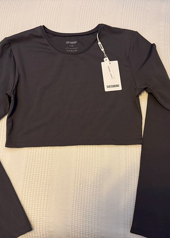 Soft Touch Yuvarlak Yaka Kısa Bluz Füme - Görsel 3