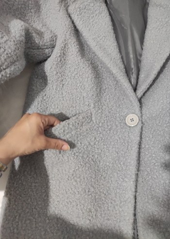 Trendyol & Milla Gri Midi Boy Peluş Kaban