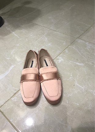 Zara saten nude pembe ayakkabı