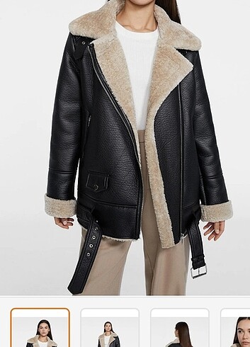 Stradivarius Suni Kürklü Biker Ceket