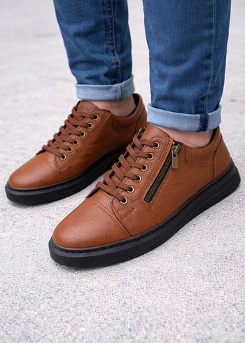 Diğer Sehir Stiline Uygun Kahverengi Deri Sneaker