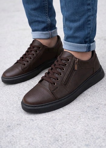 Diğer Sik Ve Rahat Kahverengi Deri Sneaker