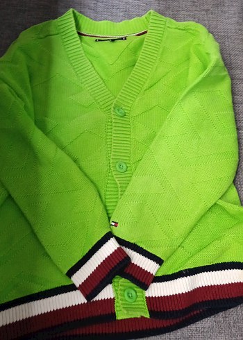 Tommy Hilfiger Canli Yesil V Yaka Triko Hirka