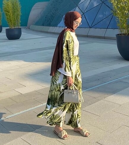 Yaprak desenli kimono takim