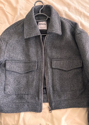 Bershka Gri Melanj Kisa Ceket
