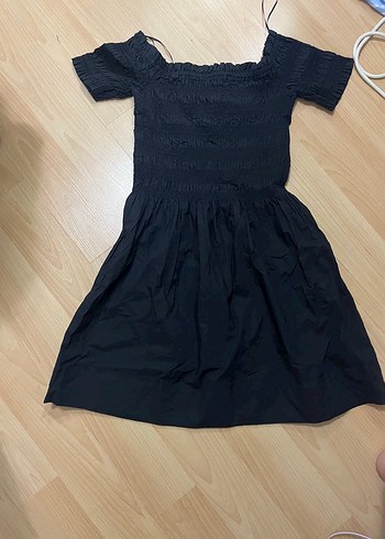 H&M Kısa Kollu Siyah Mini Elbise