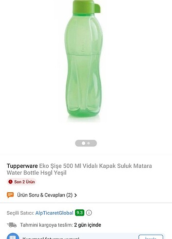 Tupperware 500 ml su şişesi