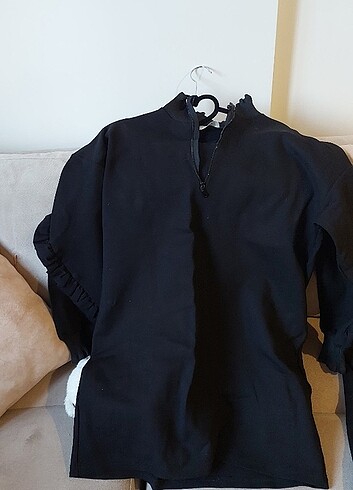Zara Touche Siyah Oversize Sweatshirt Scuba Kumaş