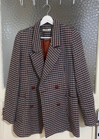 Zara Klasik Cizgili Cift Dugmeli Blazer Ceket
